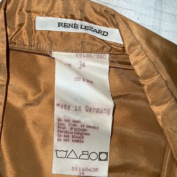 Rene Lezard Silk Wrap Front Blouse Long Sleeves Collar sz Small - Picture 4 of 9